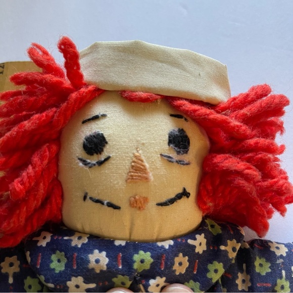 Handmade Raggedy Ann and Andy doll set embroidered face cloth vintage decor prop - Picture 3 of 12